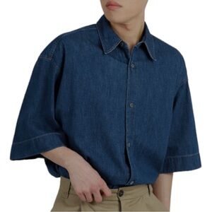 Oversized Denim Shirt W/Chest Pocket Like New Size 2XL Gorpcore Cottagecore